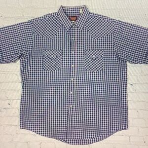 Plaid Men's Shirt - Blue and White